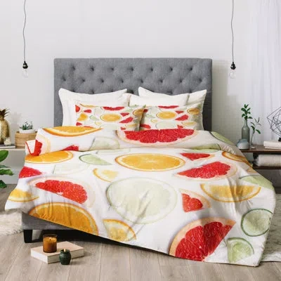 Deny Designs Ingrid Beddoes Citrus Fresh Comforter In Orange,red,white
