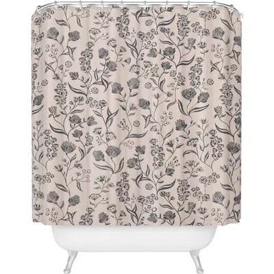 Deny Designs Ingrid Floral Shower Curtain In Gray