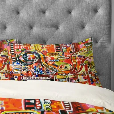 Deny Designs It Came From Detroit Pillowcase In Green;orange