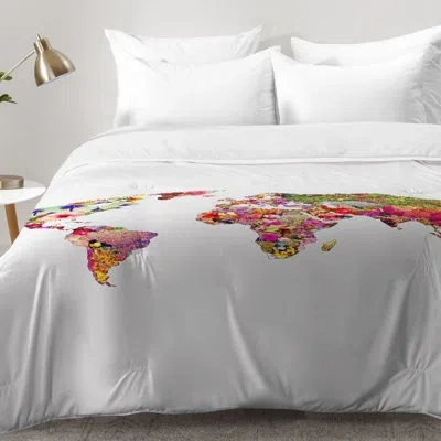 Deny Designs Its Your World Comforter Set In White,pink,yellow