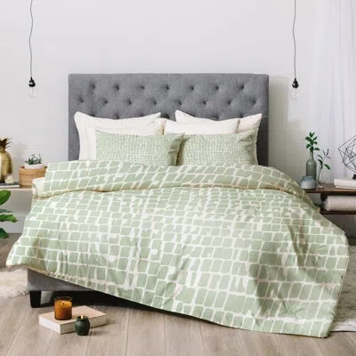 Deny Designs Iveta Abolina Cobbler Square Comforter Set In Beige,green