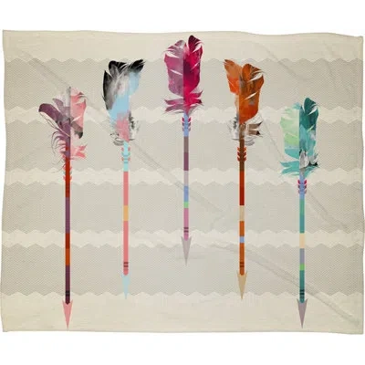 Deny Designs Iveta Abolina Feathered Arrows Throw Blanket In Gray;beige