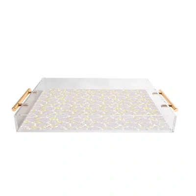 Deny Designs Iveta Abolina Hydrangeas Cream Acrylic Tray In Green