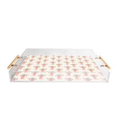 Deny Designs Iveta Abolina Strawberries In My Pink Boots Acrylic Tray In Beige