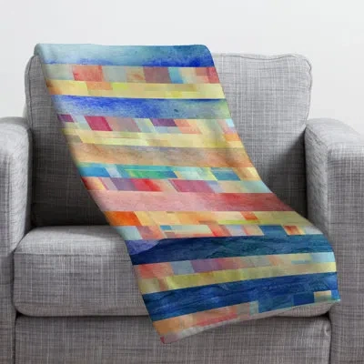 Deny Designs Jacqueline Maldonado Amalgama Throw Blanket In Blue,green Abstract