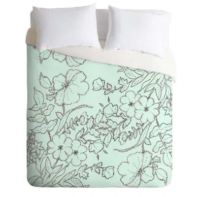 Deny Designs Jacqueline Maldonado Dotted Floral Duvet Cover In Mint