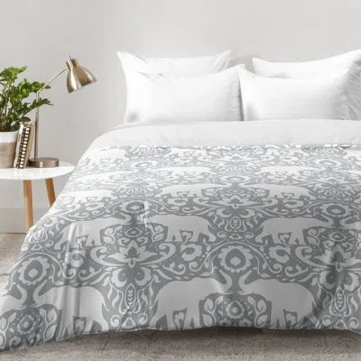 Deny Designs Jacqueline Maldonado Elephant Damask Paloma Comforter Set In Gray,white