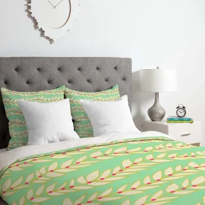Deny Designs Jacqueline Maldonado Leaf Dot Mint Duvet Cover Set In Green