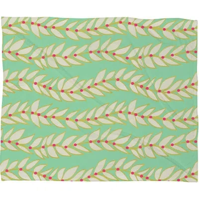 Deny Designs Jacqueline Maldonado Leaf Dot Stripe Mint Throw In Teal