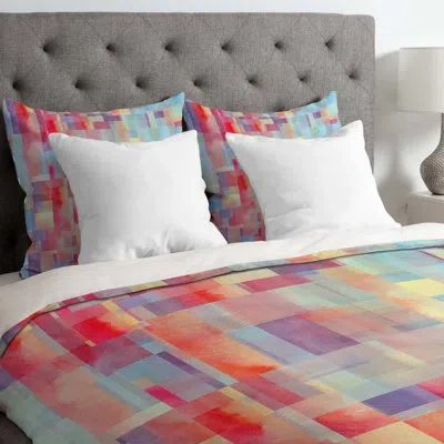 Deny Designs Jacqueline Maldonado Lightweight Duvet Cover In Light Blue,light Orange,light Purple