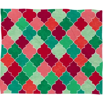 Deny Designs Jacqueline Maldonado Morocco Christmas Plush Fleece Throw Blanket In Green;red;pink