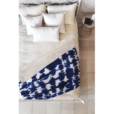 Deny Designs Jacqueline Maldonado Parallel Sherpa Fleece Blanket In Blue;white