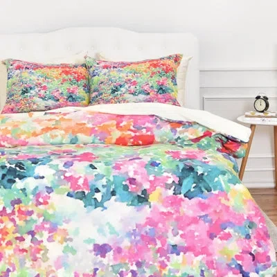 Deny Designs Jacqueline Maldonado Secret Garden Duvet Cover In Pink,green,red