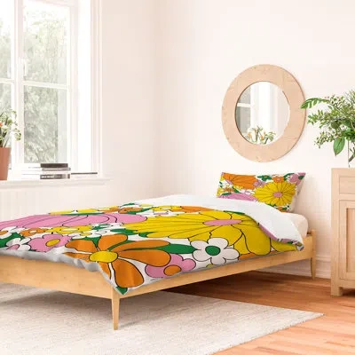 Deny Designs Jenean Morrison Yellow/pink/orange Standard Cotton Duvet Cover Set