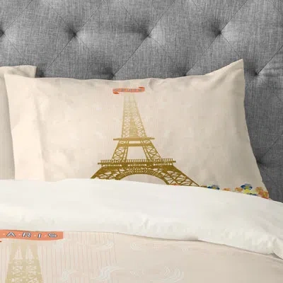 Deny Designs Jennifer Hill Paris Eiffel Tower Pillowcase In Beige
