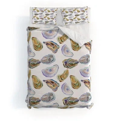 Deny Designs Jessica Larson Watercolor Oysters Duvet Cover Set In White