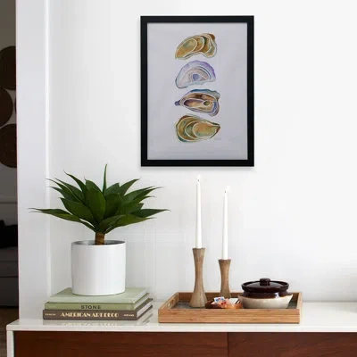Deny Designs Jessica Larson Watercolor Oysters Framed Poster In White