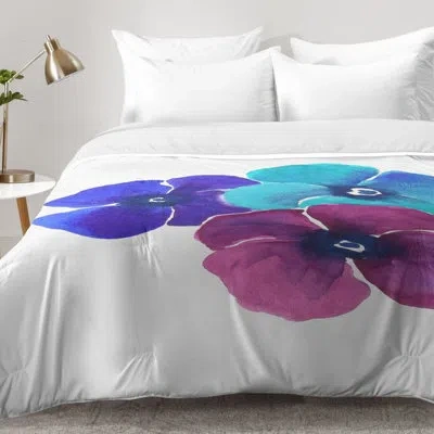 Deny Designs Jewel Tone Pansies Comforter Set In Multi-colored