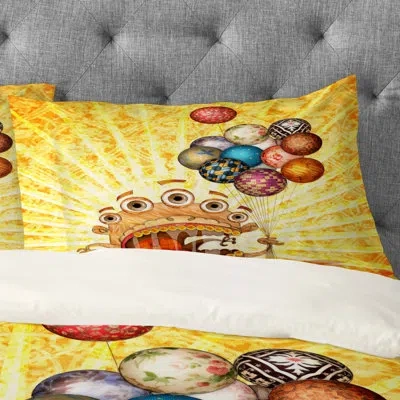 Deny Designs Jose Luis Guerrero Monster Pillowcase In Yellow