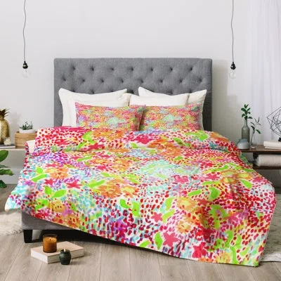 Deny Designs Joy Laforme Abstract Tropics I Comforter In Red,green
