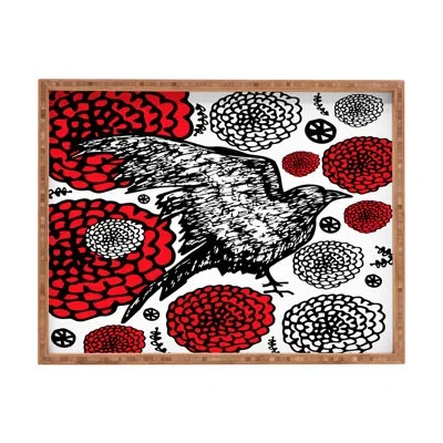 Deny Designs Julia Da Rocha Raven Rose Ottoman/coffee Table Tray In Red