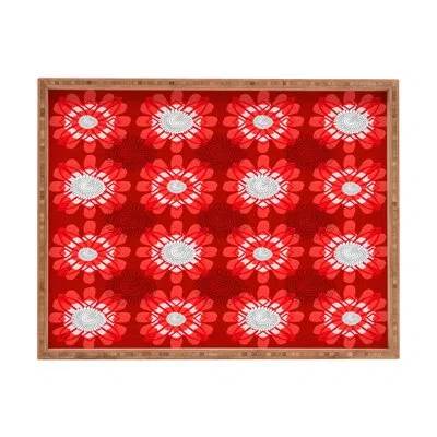 Deny Designs Julia Da Rocha Retro Red Flowers Ottoman/coffee Table Tray