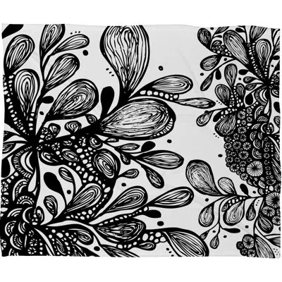 Deny Designs Julia Da Rocha Wild Leaves Throw In Black;white