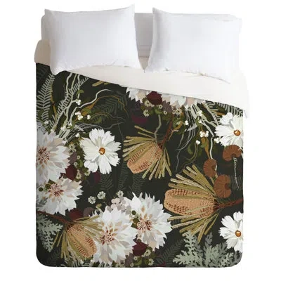 Deny Designs Juliette Moss Duvet Cover Set In Black,white,green