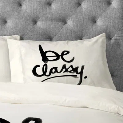 Deny Designs Kal Barteski Be Classy Pillowcase In Black;cream