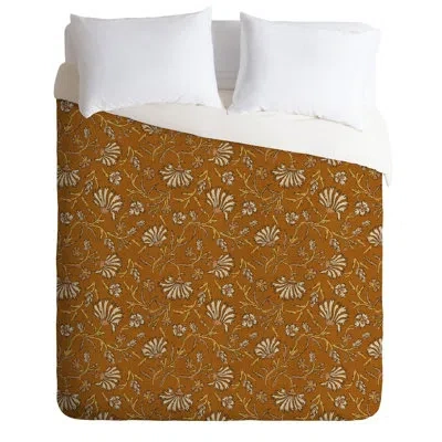 Deny Designs Kalami Duvet Cover Set In Brown,yellow