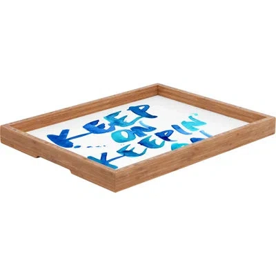 Deny Designs Keep On Keepin On Ottoman/coffee Table Tray In Blue