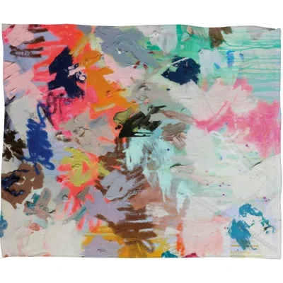 Deny Designs Kent Fleece Throw Blanket In Blue;gray;pink