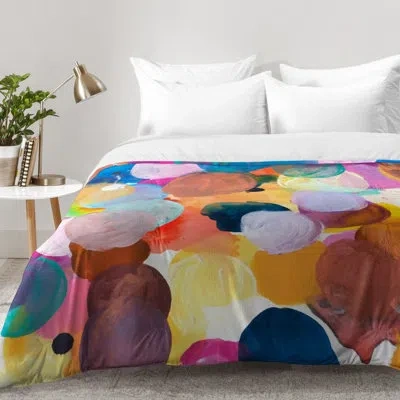 Deny Designs Kent Youngstrom Orange/blue/yellow Microfiber Modern & Contemporary Comforter Set In Orange,blue,yellow