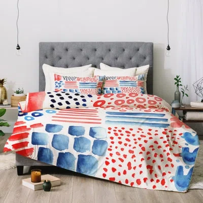 Deny Designs Kerrie Satava 3 Piece Comforter Set In Red,blue