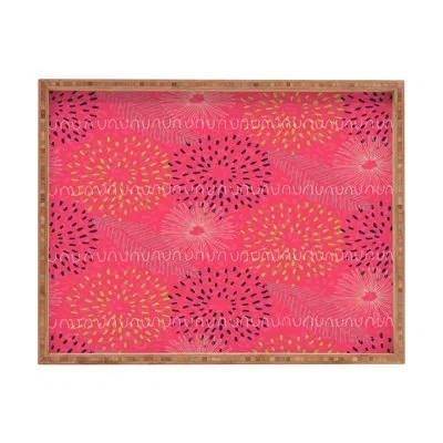 Deny Designs Kerrie Satava Surprise Bloom Ottoman/coffee Table Tray In Pink