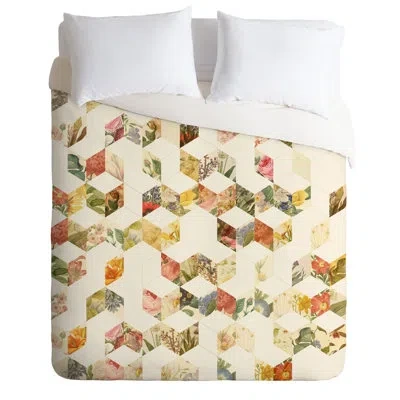 Deny Designs Keziah Flowers Duvet Cover Set In Ivory,green