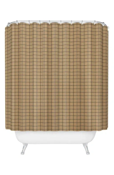 Deny Designs Kraft Grid Shower Curtain In Beige