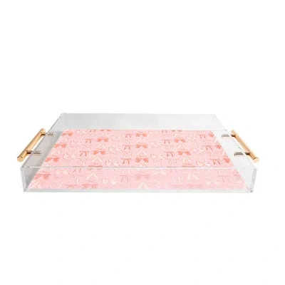 Deny Designs Krissymast Bows In Pink And Cream Acrylic Tray