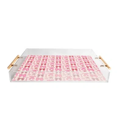 Deny Designs Krissymast Bows In Red And Pink Acrylic Tray