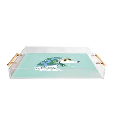 Deny Designs Krissymast Chic Afghan Hound Dog Illustra Acrylic Tray In Blue