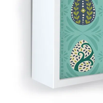 Deny Designs Lathe & Quill Floral Easter Eggs Aqua Framed Mini Art Print In White
