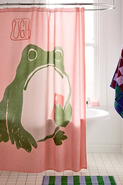 Deny Designs Laura Graves For Deny Ugh Matsumoto Hoji Frog Shower Curtain In Pink At Urban Outfitters In Animal Print