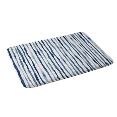 Deny Designs Laura Trevey Blue Watercolor Stripe Memory Foam Bath Mat
