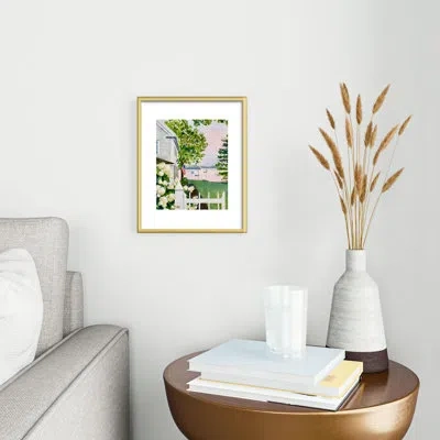 Deny Designs Laura Trevey New England Hydrangea Metal Framed Art Print In Gold
