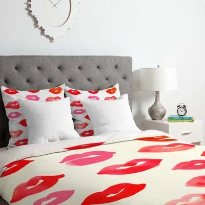 Deny Designs Le Baiser Duvet Cover Set In Red