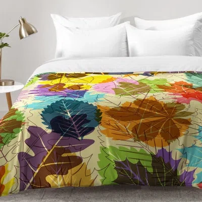 Deny Designs Leaves Autumn Comforter Set In Yellow,brown