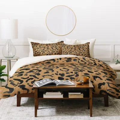 Deny Designs Leeana Benson Cheetah Print Duvet Cover Set In Brown