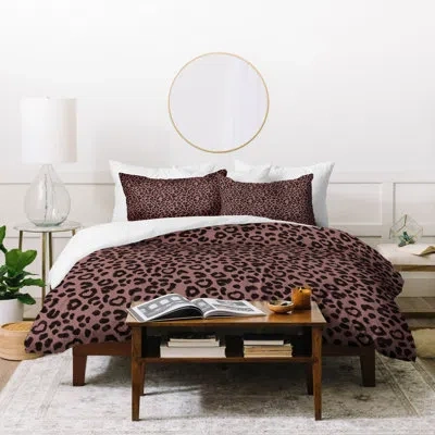 Deny Designs Leopard Heart Duvet Cover Set In Brown