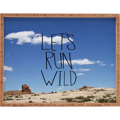 Deny Designs Lets Run Wild Ottoman/coffee Table Tray In Blue