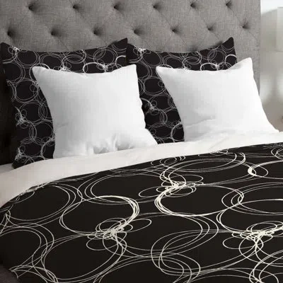 Deny Designs Lightweight Circles Duvet Cover In Black And White
